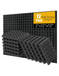 Paneles Acústicos Saiqiang 12 Piezas 30x30cm Pirámide Negra