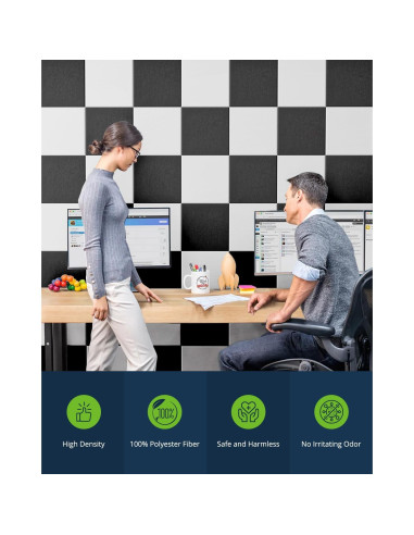 Paquete de 12 Paneles Acústicos Woovio 30.48x30.48cm Blancos