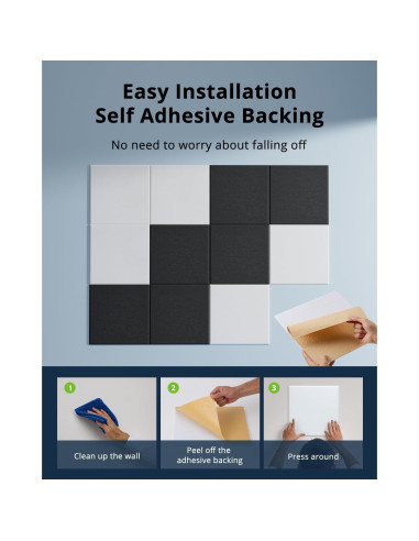 Paquete de 12 Paneles Acústicos Woovio 30.48x30.48cm Blancos