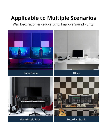 Paquete de 12 Paneles Acústicos Woovio 30.48x30.48cm Blancos Paquete de 12 Paneles Acústicos Woovio 30.48x30.48cm Blancos