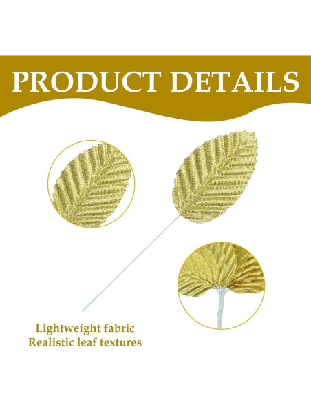 50 Hojas de Seda Artificial MARRTEUM Doradas para Decoración