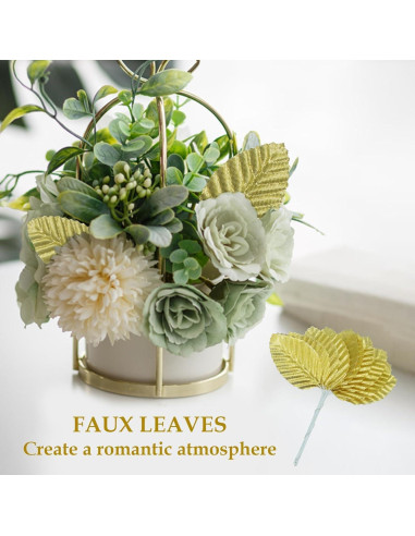 50 Hojas de Seda Artificial MARRTEUM Doradas para Decoración