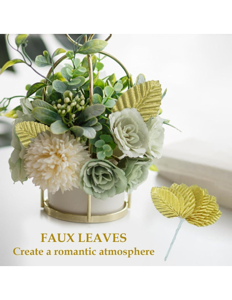 50 Hojas de Seda Artificial MARRTEUM Doradas para Decoración