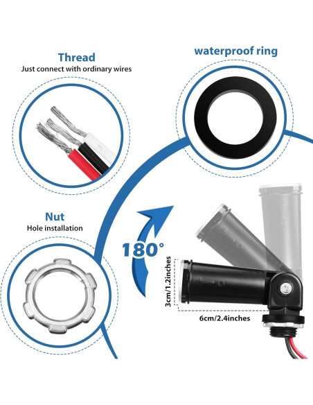 8 Sensores de Luz Fotoeléctrica Macarrie para Exterior IP54