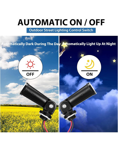 8 Sensores de Luz Fotoeléctrica Macarrie para Exterior IP54