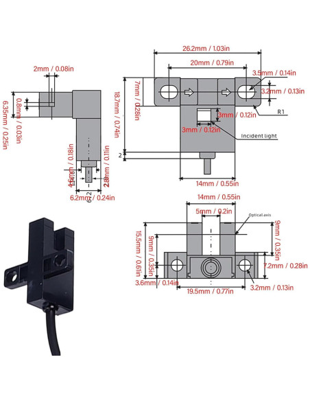 5 Sensores Fotoeléctricos NPN WALFRONT DC 5-24V Ranura U