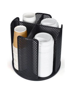 Organizador de Tazas y Tapas EOFJRUC 4 Compartimentos Negro