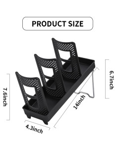 Soporte para Tazas Chris.W, Organizador Desmontable 3 Compartimentos Negro 2