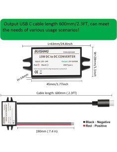 Convertidor DC-DC 12V/24V a 5V Kabeino 2-Pack USB-C 2