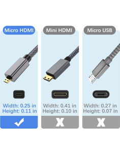 Cable Micro HDMI Elebase 2.0 M 4K 60Hz Compatible con Dispositivos 2