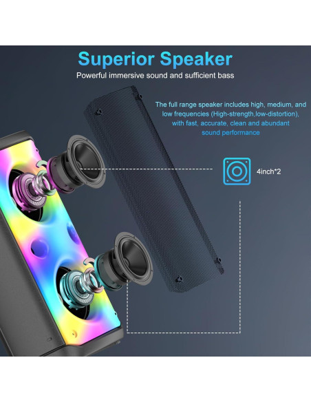 Altavoz Bluetooth TAMPROAD Q55-N 80W Inalámbrico con Luces LED Altavoz Bluetooth TAMPROAD Q55-N 80W Inalámbrico con Luces LED