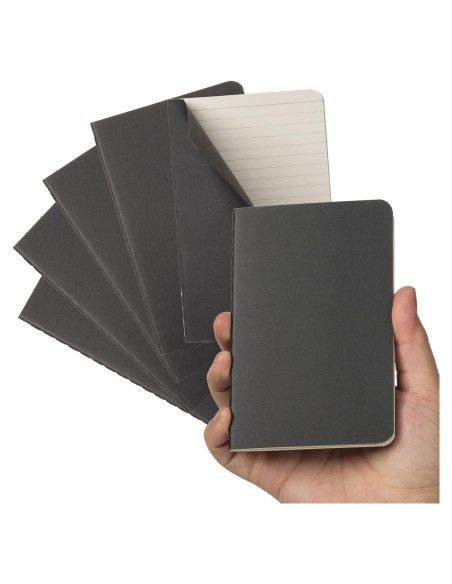 Cuaderno de bolsillo TWONE A6, 6 unidades, tapa blanda negra