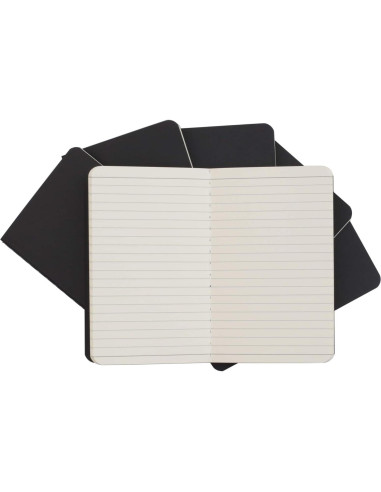 Cuaderno de bolsillo TWONE A6, 6 unidades, tapa blanda negra