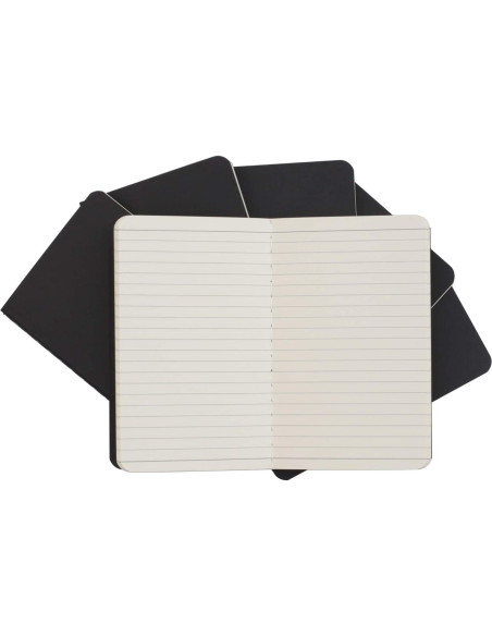 Cuaderno de bolsillo TWONE A6, 6 unidades, tapa blanda negra