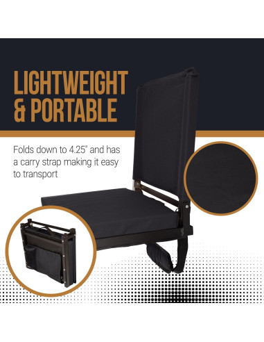 Silla de Gradas Home-Complete Negra con Respaldo y Portavasos