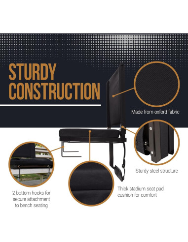 Silla de Gradas Home-Complete Negra con Respaldo y Portavasos