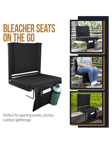 Silla de Gradas Home-Complete Negra con Respaldo y Portavasos