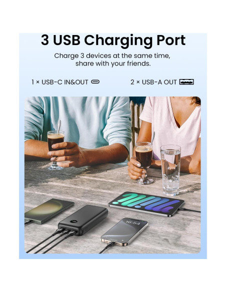 Cargador Portátil Tranmix 27000mAh USB-C 22.5W Carga Rápida