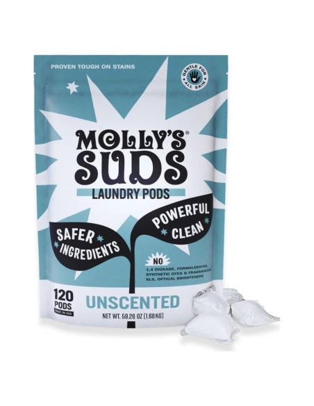 Bolsas de detergente para ropa Molly's Suds - 120 unidades sin fragancia