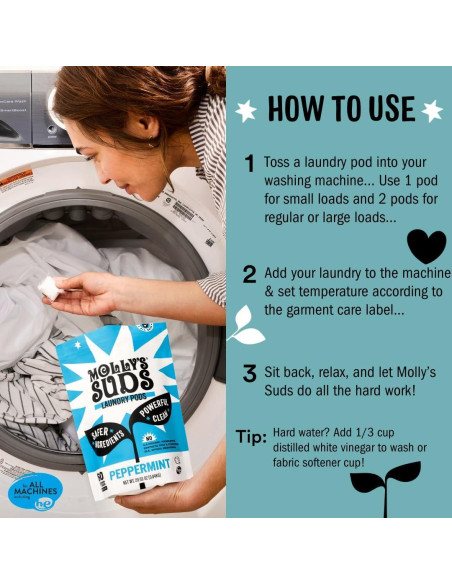 Bolsas de detergente para ropa Molly's Suds - 120 unidades sin fragancia