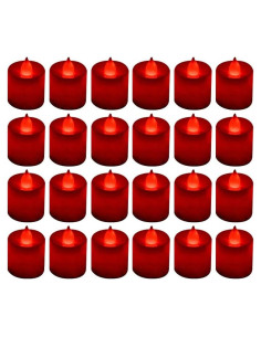 LANKER 24 Velas LED Sin Llama Rojas Parpadeantes Decorativas