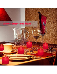 LANKER 24 Velas LED Sin Llama Rojas Parpadeantes Decorativas 2