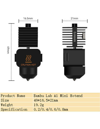 Kit de Hotend 0.4mm HIKUDIY para Impresora 3D Bambu Lab A1/A1 Mini