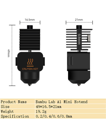 Kit de Hotend 0.4mm HIKUDIY para Impresora 3D Bambu Lab A1/A1 Mini
