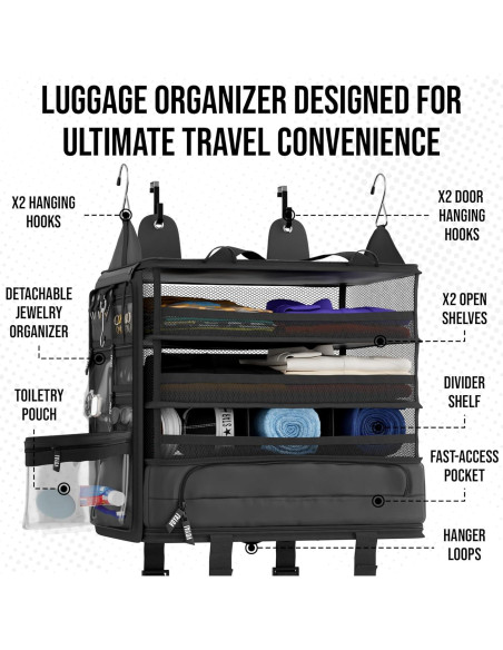 Organizador de Maleta Colgante Voyaj Negro 38x30x43 cm