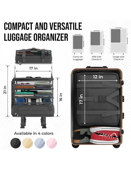 Organizador de Maleta Colgante Voyaj Negro 38x30x43 cm