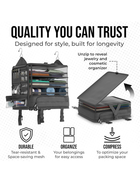 Organizador de Maleta Colgante Voyaj Negro 38x30x43 cm