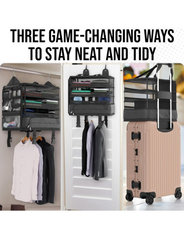 Organizador de Maleta Colgante Voyaj Negro 38x30x43 cm