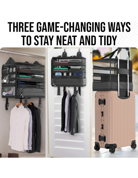 Organizador de Maleta Colgante Voyaj Negro 38x30x43 cm