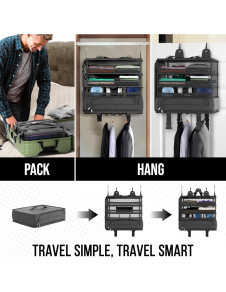 Organizador de Maleta Colgante Voyaj Negro 38x30x43 cm