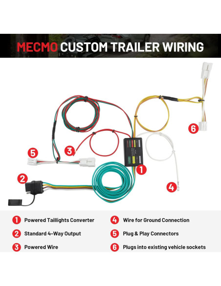 Arnés de Cableado de Remolque MECMO 4 Pines para Toyota RAV4 2006-2012