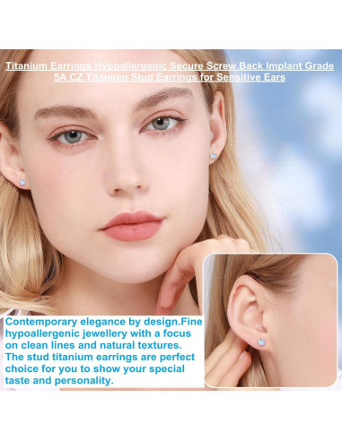 Pendientes de Titanio Hipoalergénicos 5mm con Cierre de Tornillo