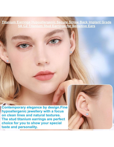 Pendientes de Titanio Hipoalergénicos 5mm con Cierre de Tornillo
