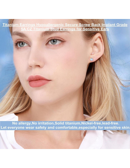 Pendientes de Titanio Hipoalergénicos 5mm con Cierre de Tornillo