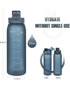 Botella de Agua Deportiva Opard 900ml Azul Cielo a Prueba de Fugas 2