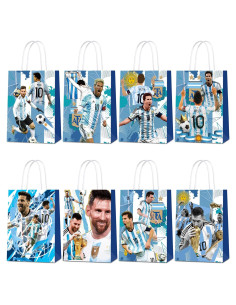 24 Bolsas de Regalo de Fiesta Argentina Messi - Papel Kraft