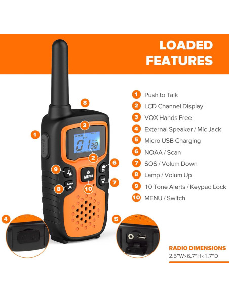 Walkie Talkies WisHouse M9 Recargables 4 Unidades 1.61 km