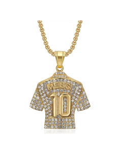 Collar Colgante de Camiseta de Fútbol Número 10 para Hombres - Acero de Titanio 61 cm