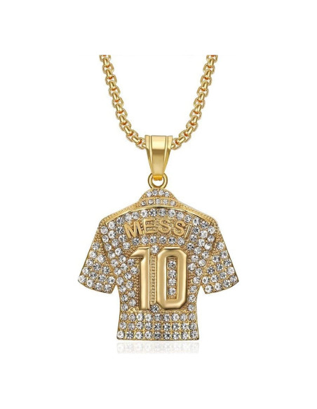 Collar Colgante de Camiseta de Fútbol Número 10 para Hombres - Acero de Titanio 61 cm