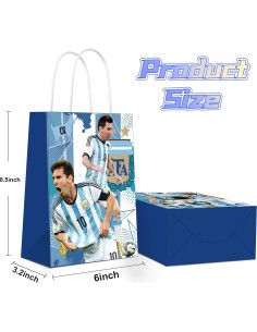 24 Bolsas de Regalo de Fiesta Argentina Messi - Papel Kraft 2
