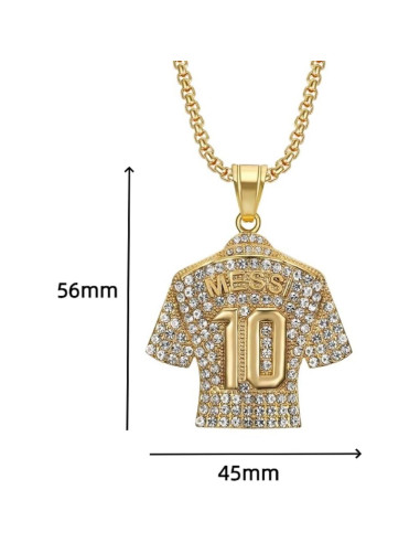 Collar Colgante de Camiseta de Fútbol Número 10 para Hombres - Acero de Titanio 61 cm