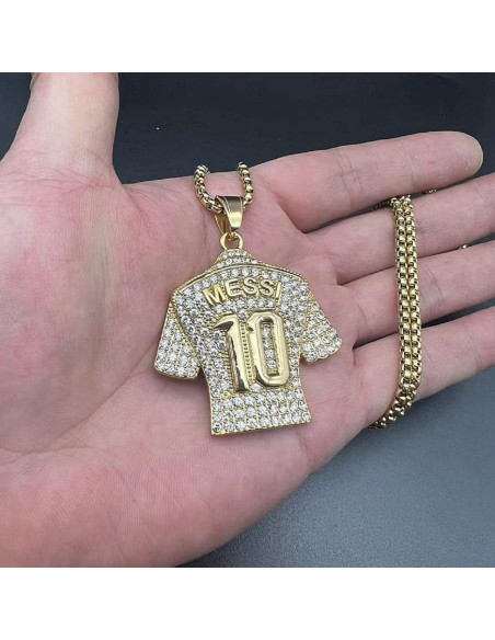 Collar Colgante de Camiseta de Fútbol Número 10 para Hombres - Acero de Titanio 61 cm