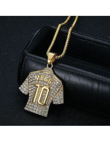 Collar Colgante de Camiseta de Fútbol Número 10 para Hombres - Acero de Titanio 61 cm