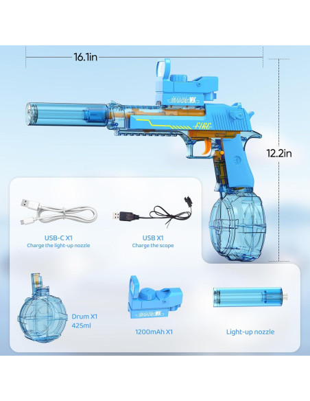 Pistola de Agua Eléctrica Automática Flybakiz Azul 1200mAh