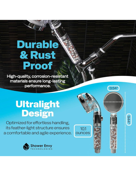 Cabezal de Ducha Filtrado Showerenvy 2.0 - Alta Presión, 3 Modos