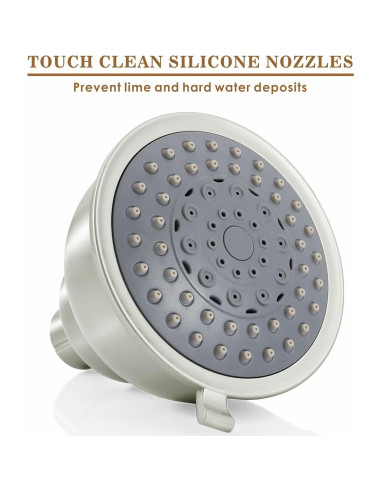Cabezal de Ducha Voolan 4" Alta Presión 5 Configuraciones Níquel